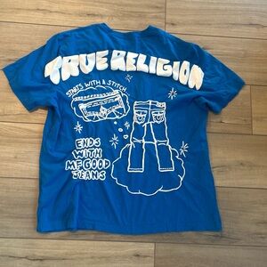 True Religion Blue Tee with Graphic Design